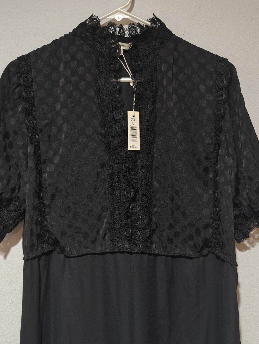 NWT $198 Max Studio Maxi Dress Large Black Lace Vampire Whimsigoth Addamscore - Picture 4 of 7